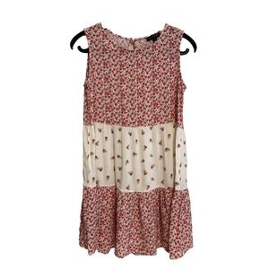 As U Wish Womens Floral Patchwork Mini Dress Med Cottagecore Fairy Peasant